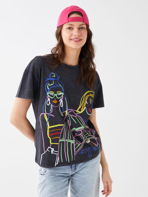 Crew Neck Printed Short Sleeve Women's T-shirt