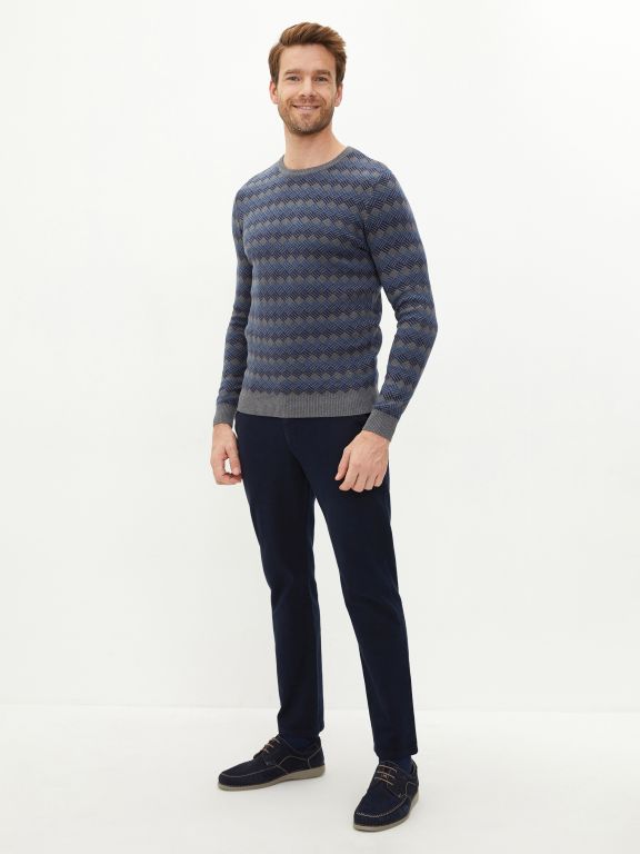 Crew Neck Long Sleeve Men's Tricot Sweater