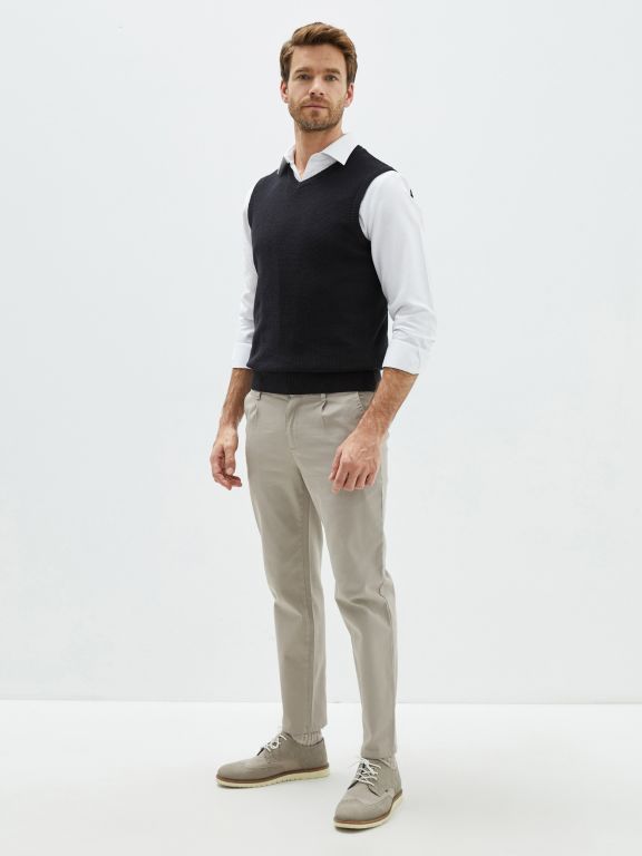 V Neck Sleeveless Straight Men's Sweater
