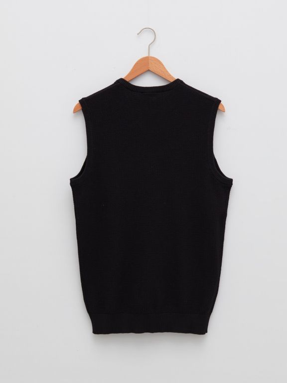 V Neck Sleeveless Straight Men's Sweater