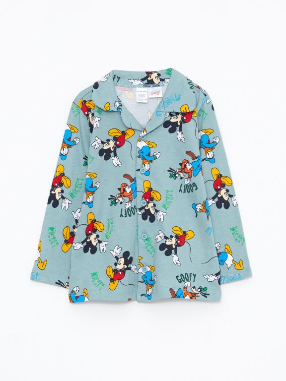 Polo Neck Long Sleeve Disney Printed Baby Boy Pajama Set