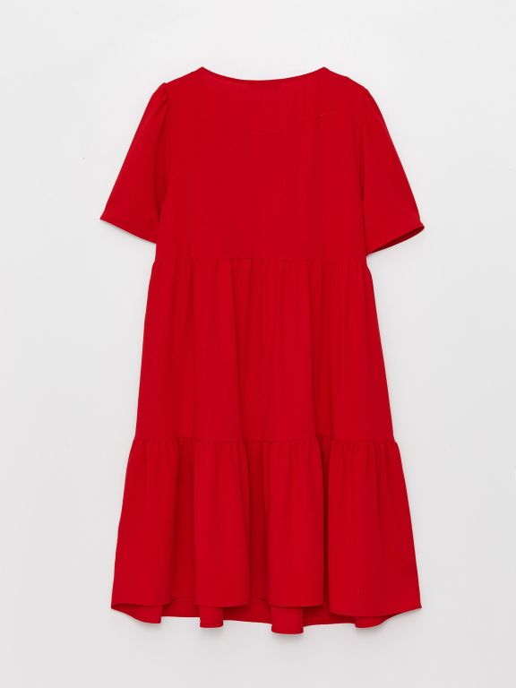 V Neck Short Sleeve Aerobin Women's Dress