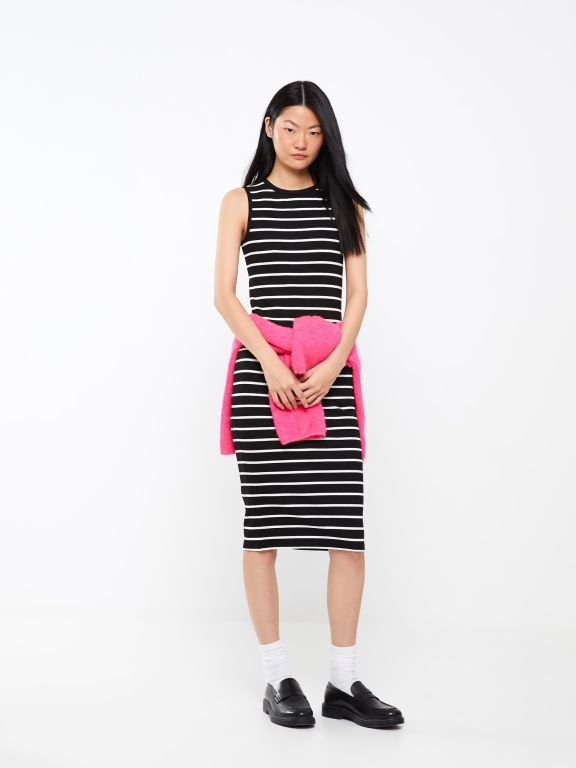 Crew Neck Striped Women's Dress
