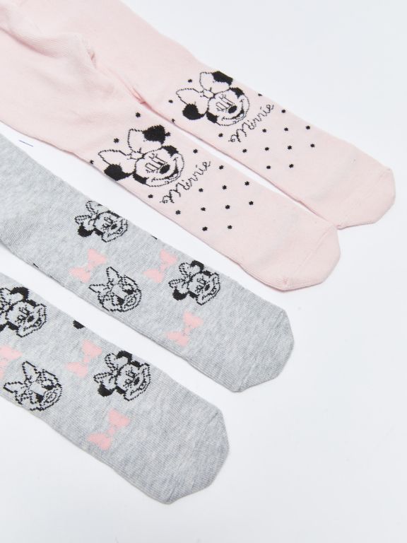 Minnie Mouse Patterned Baby Girl Tights 2 Pack