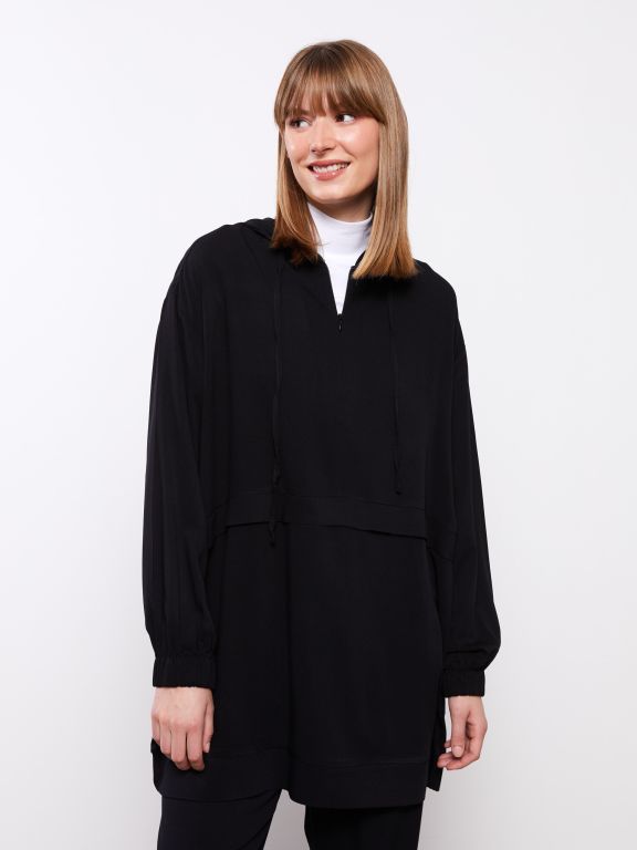 Hooded Regular Long Sleeve Oversize Women's Tunic