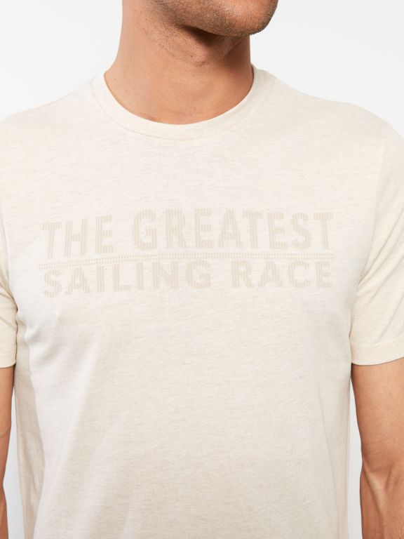 Crew Neck Short Sleeve Printed Combed Cotton Men's T-shirt