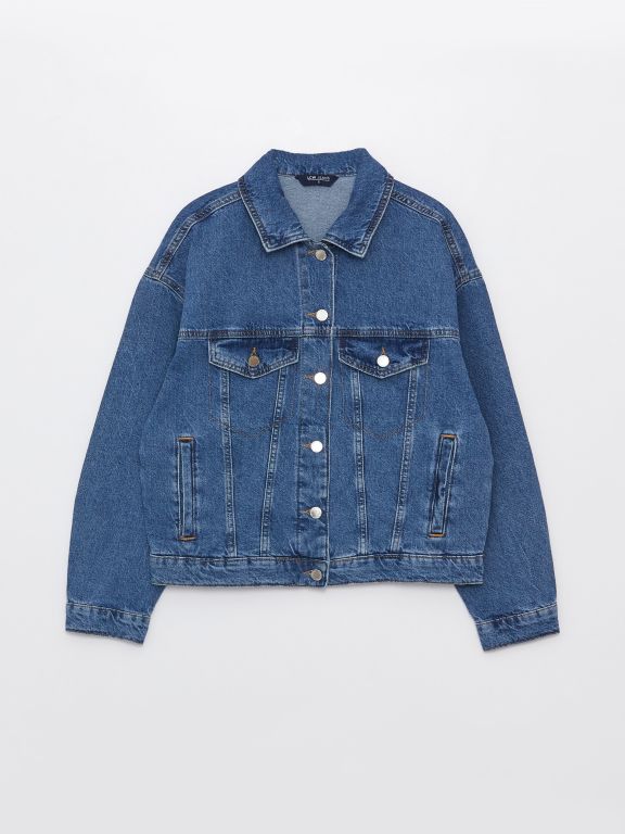 Shirt Neck Regular Long Sleeve Women's Jean Jacket