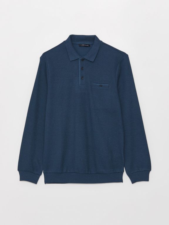 Polo Neck Long Sleeve Men's Sweatshirt