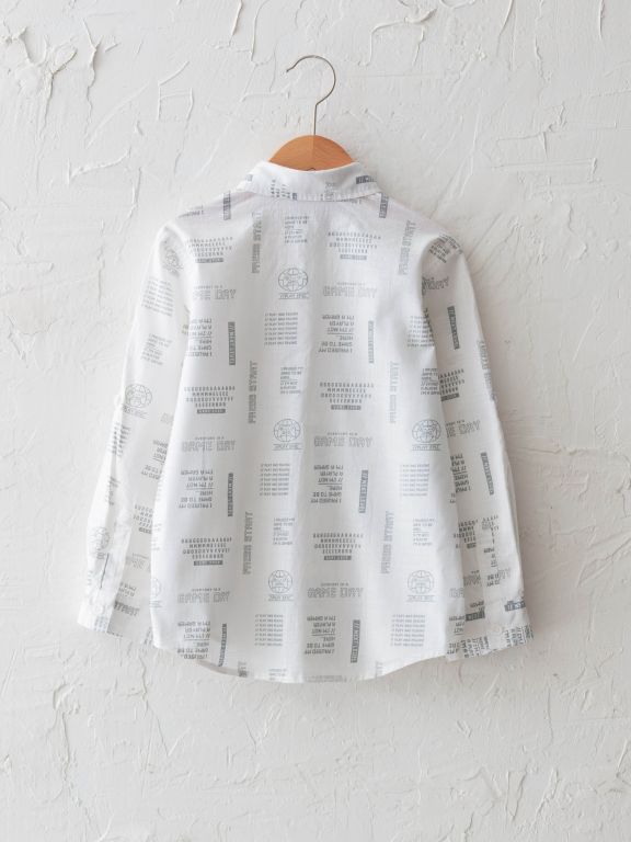 Patterned Long Sleeve Boy Poplin Shirt