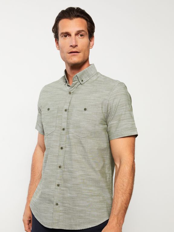 Regular Fit Short Sleeve Poplin Men's Shirt