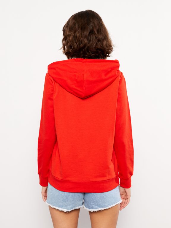 Hooded Printed Long Sleeve Women's Sweatshirt