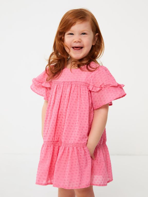 Crew Neck Self-Patterned Baby Girl Dress