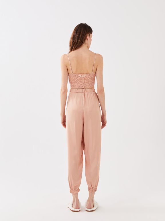 Women's V-Neck Rope Strap Satin Pajamas Set