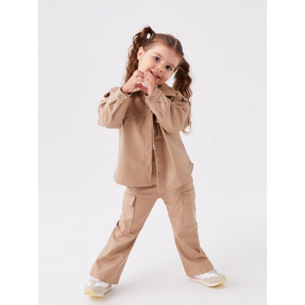 Leather Look Baby Girl Cargo Pants