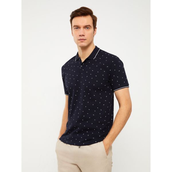 Polo Neck Short Sleeve Patterned Pike Men's T-shirt