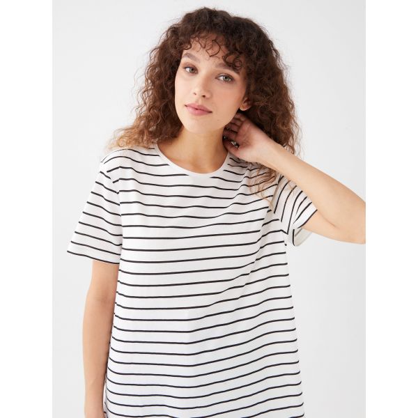 Crew Neck Striped Short Sleeve Women's T-Shirt