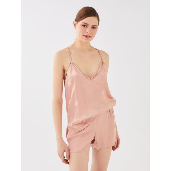 Elastic Waist Patterned Satin Women's Pajama Bottom
