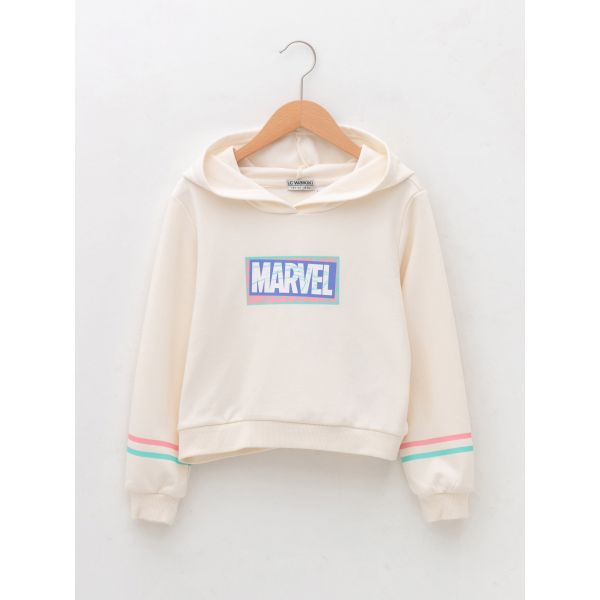 Hooded Marvel Printed Long Sleeve Girls' Sweatshirt