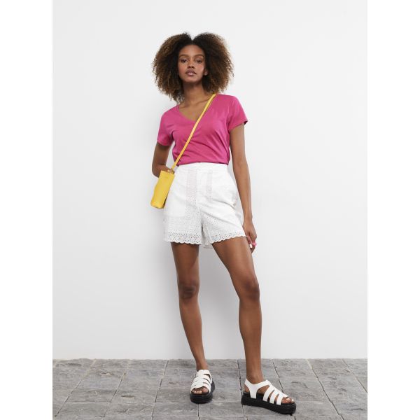 V-neck Straight Short Sleeve Cotton Women's T-Shirt