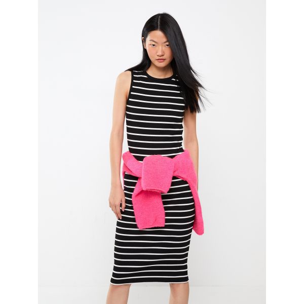 Crew Neck Striped Women's Dress
