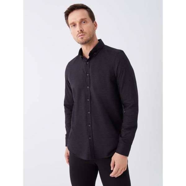 Slim Fit Long Sleeve Gabardine Men's Shirt