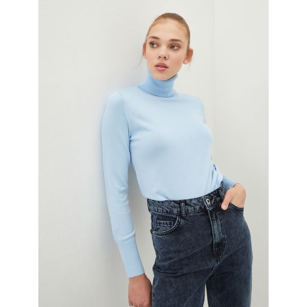 Turtleneck Regular Long Sleeve Women's Tricot Sweater