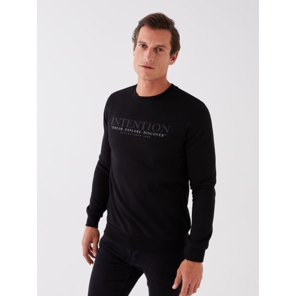 Crew Neck Long Sleeve Printed Men's Sweatshirt