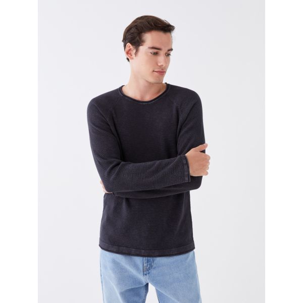 Crew Neck Long Sleeve Men's Tricot Sweater