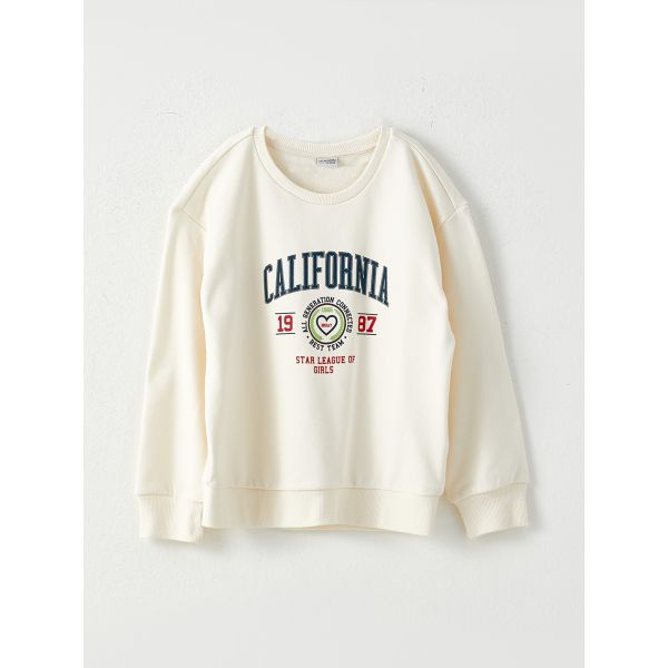 Crew Neck Printed Long Sleeve Girl Sweatshirt