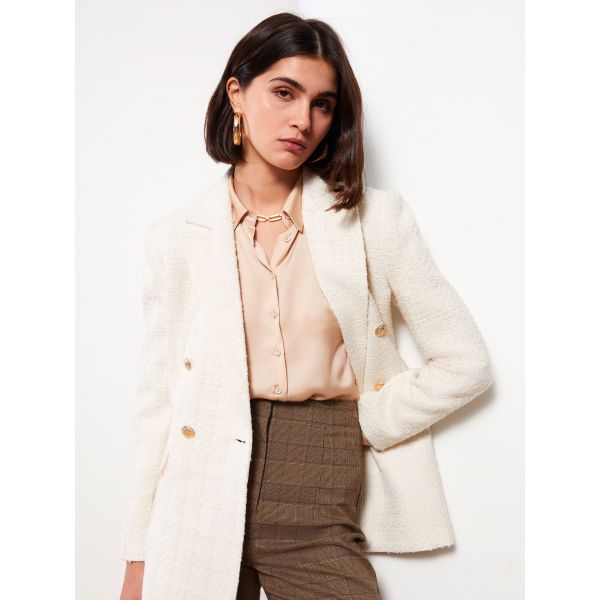 Self Patterned Long Sleeve Women's Blazer Jacket