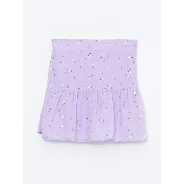 Elastic Waist Patterned Girl Short Skirt