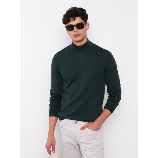 Turtleneck Long Sleeve Men's Tricot Sweater