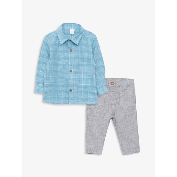 Long Sleeve Baby Boy Shirt and Pants 2-Pack Set