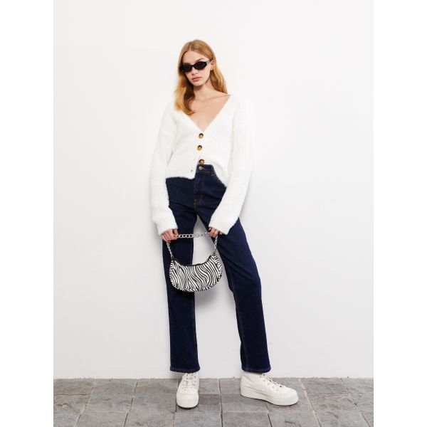 High Waisted Straight Women's Denim Trousers