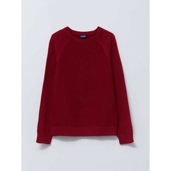 Crew Neck Basic Long Sleeve Boy Tricot Sweater