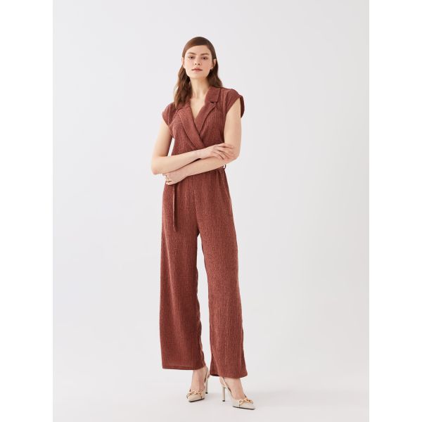 Women's Double Breasted Collar Straight Jumpsuit