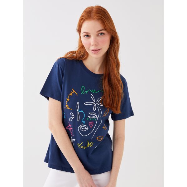 Crew Neck Printed Short Sleeve Women's T-shirt