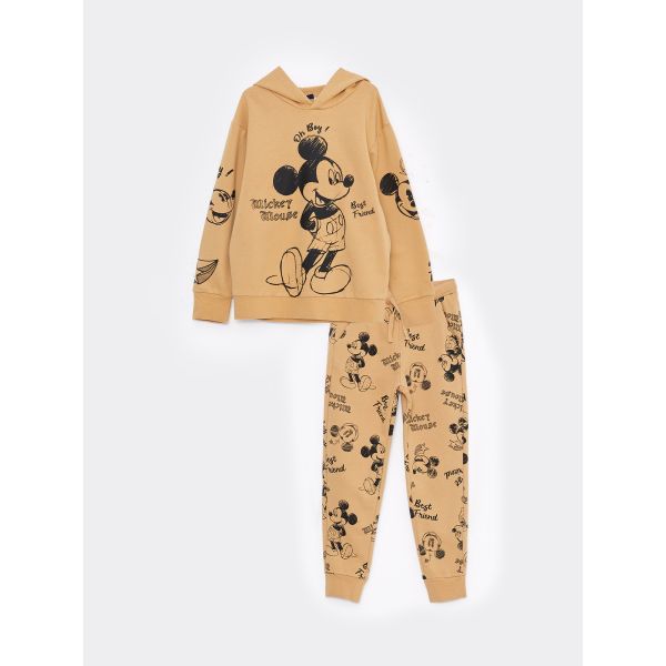 Hooded Mickey Mouse Printed Long Sleeve Boys Sweatshirt and Sweatpants