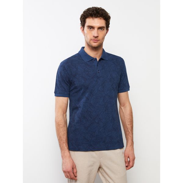 Polo Neck Short Sleeve Patterned Men's T-Shirt