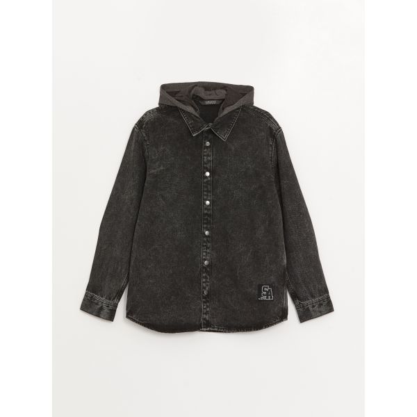 Comfort Fit Hooded Boys' Denim Shirt