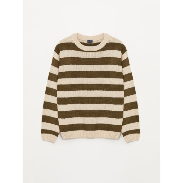 Crew Neck Striped Long Sleeve Boy Tricot Sweater