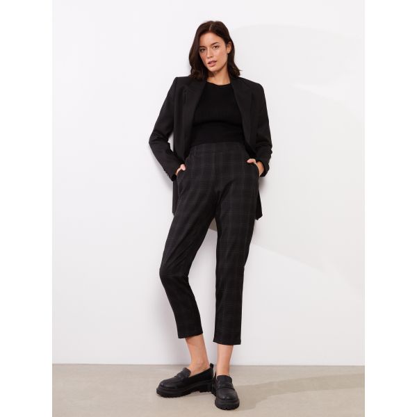 Carrot Fit Plaid Women's Trousers