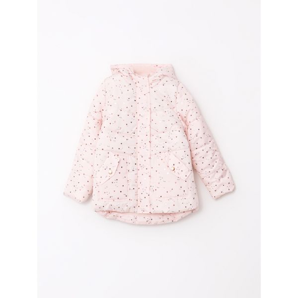Hooded Printed Girl Coat