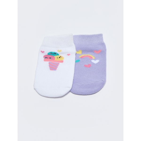Patterned Baby Girl Booties Socks 2 Pack