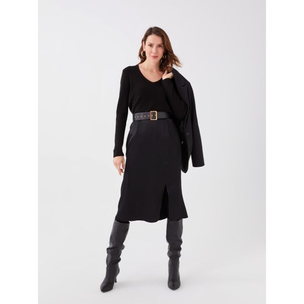Women's Standard Pattern Plain Satin Skirt