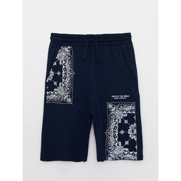 Elastic Waist Printed Boy Bermuda
