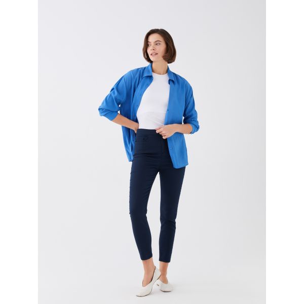 Slim Fit Pocket Detailed Gabardine Women Trousers