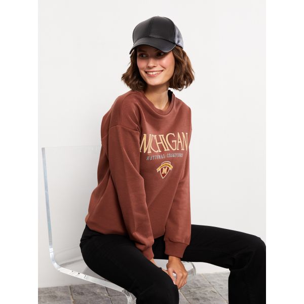 Crew Neck Printed Long Sleeve Women's Sweatshirt